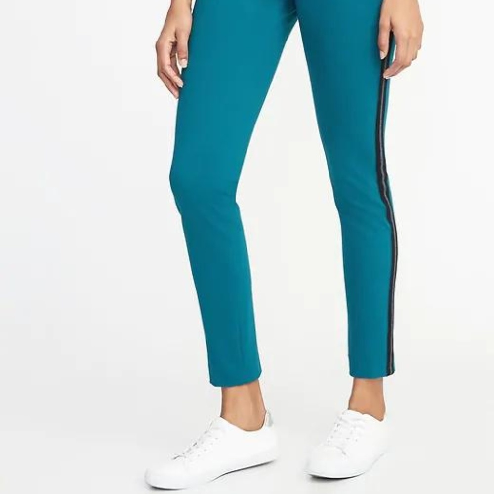 Mid-Rise Ponte-Knit Side-Stripe Pixie Ankle Pants - Picture 2 of 7